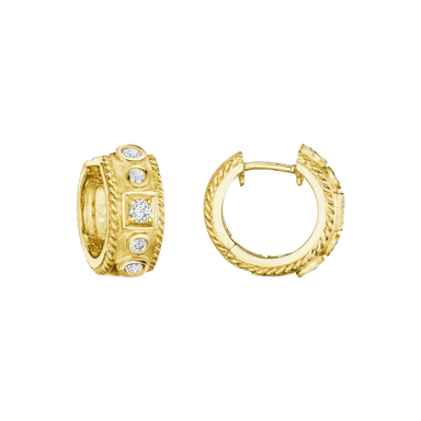 Round & Square Station Huggie Earrings