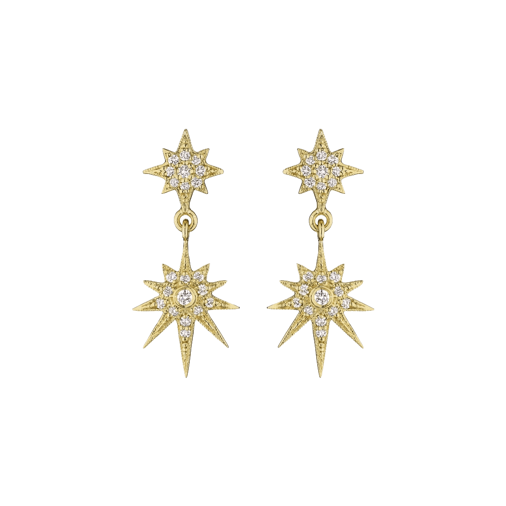 Petite Double Starburst Drop Earrings