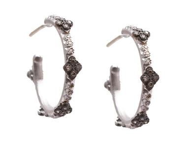 Stslvr/Blk Crivelli Hoop Earrings
