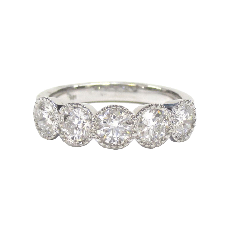Milgrain 5 Diamond Ring