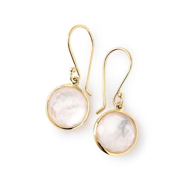 Lollipop Mini Drop Earrings in Mother-Of-Pearl/Clear Quartz Doublet