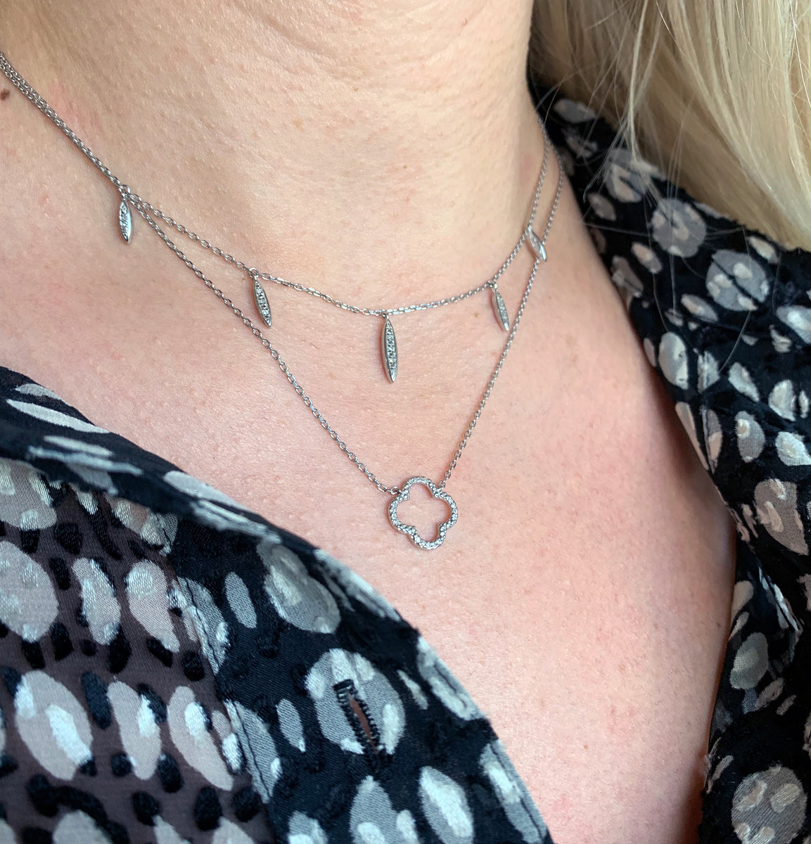 Dangle Pave Station Necklace