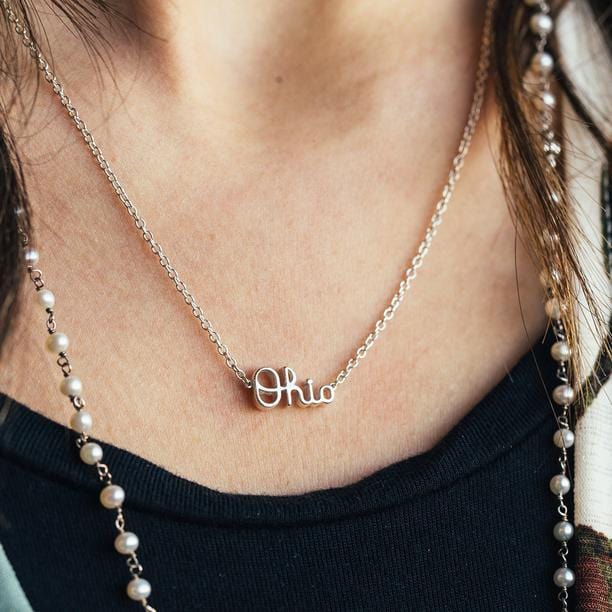 OSU Mini Script Ohio Necklace