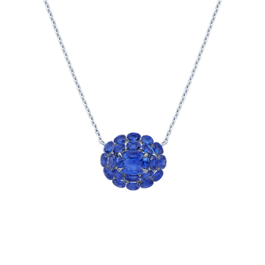 Blue Sapphire Cluster Necklace