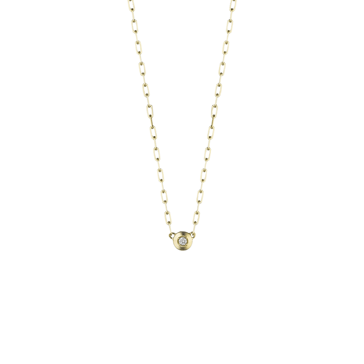 Round Pendant on Paper-Clip Chain