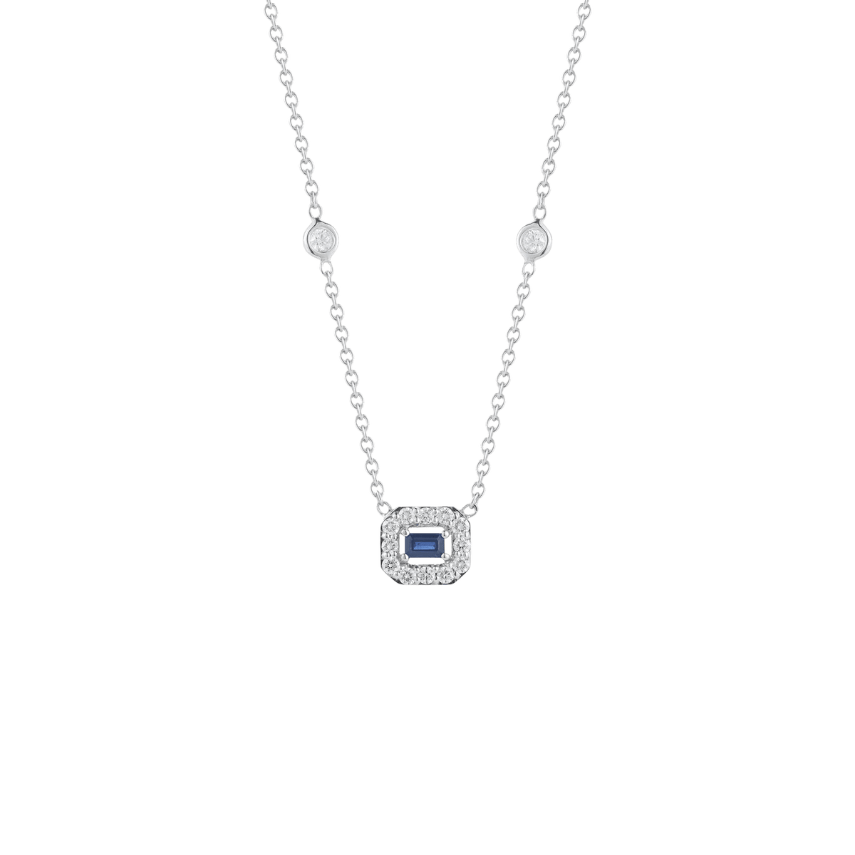 Petite Blue Sapphire Art Deco Necklace
