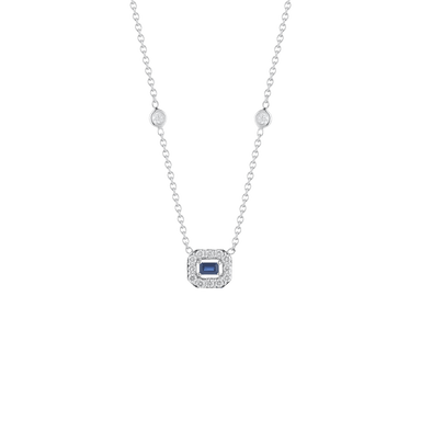 Petite Blue Sapphire Art Deco Necklace