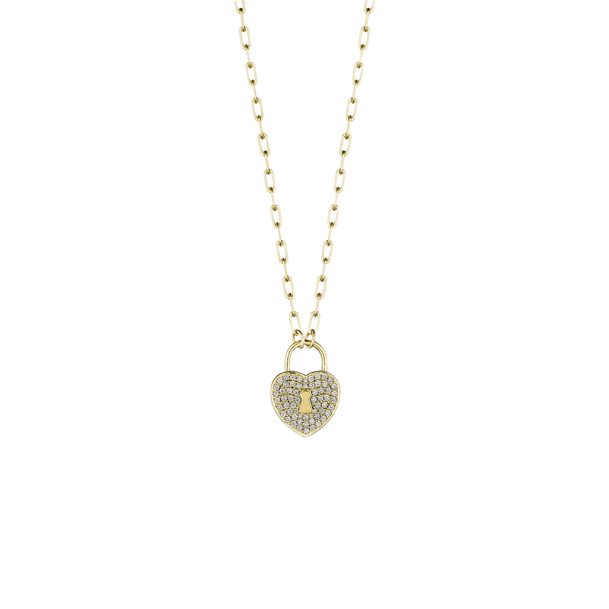 Heart Lock Charm Link Necklace