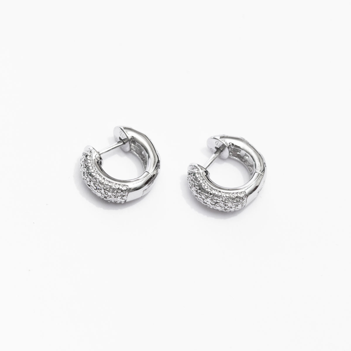 Small Huggie Diamond Hoop Earrings