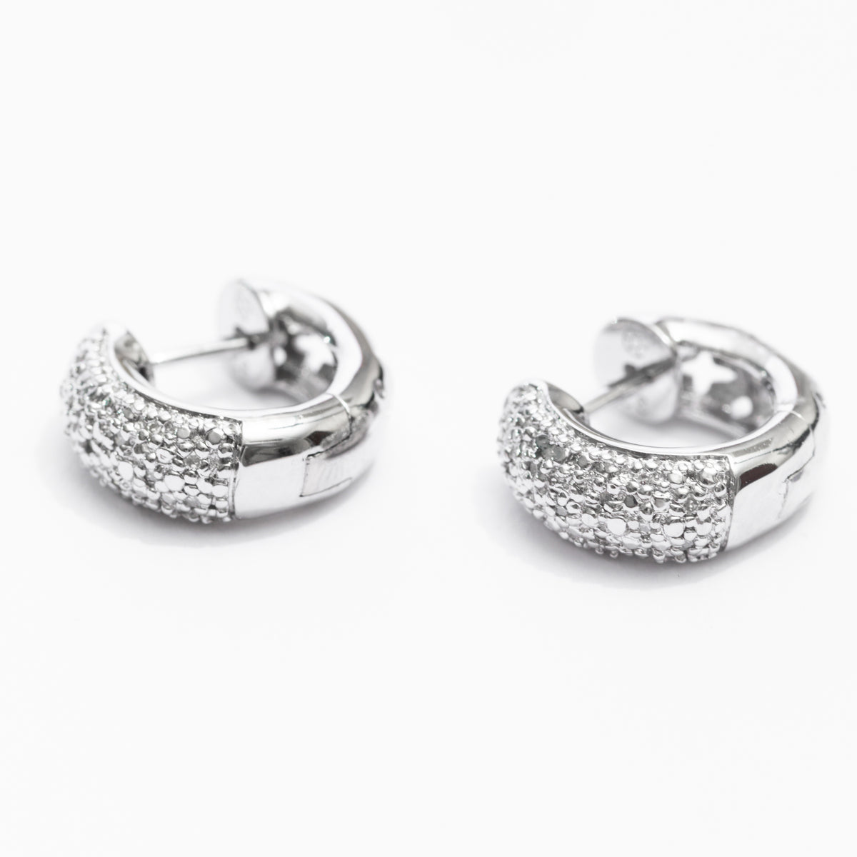 Small Huggie Diamond Hoop Earrings