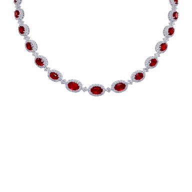 Ruby & Diamond Graduated Halo Necklace