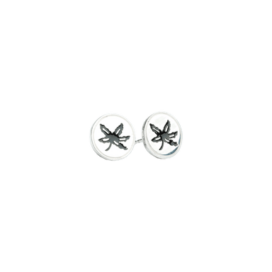 OSU Black Enamel Buckeye Leaf Studs