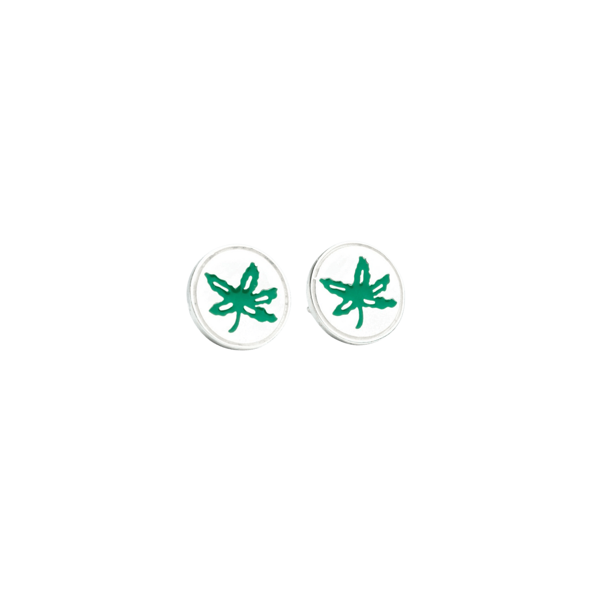 OSU Green Enamel Buckeye Leaf Studs