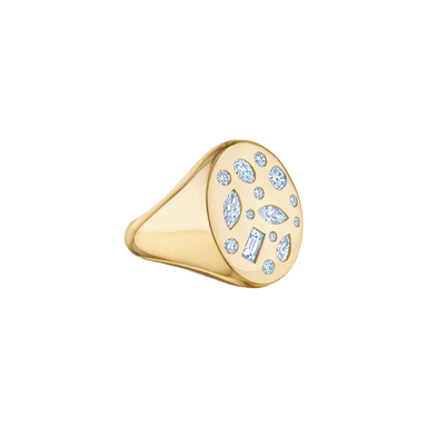 Cobblestone Signet Ring with Diamonds