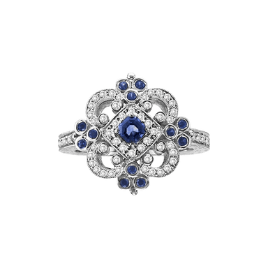 Blue Sapphire & Diamond Natasha Ring