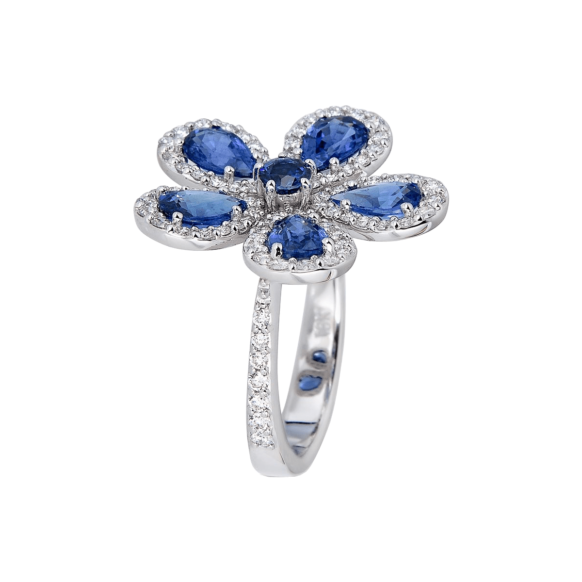 Classic Flower Ring in Blue Sapphire