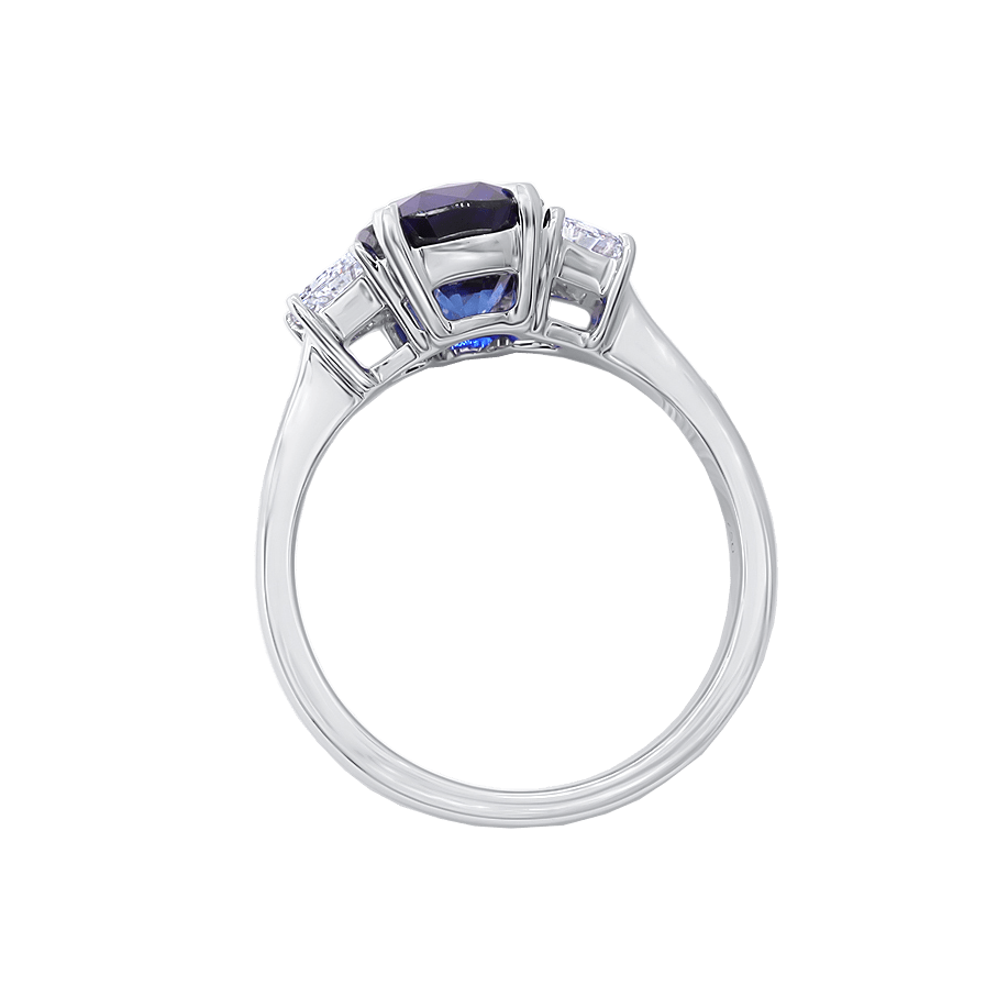 Madagascar Blue Sapphire & Diamond 3-Stone Ring