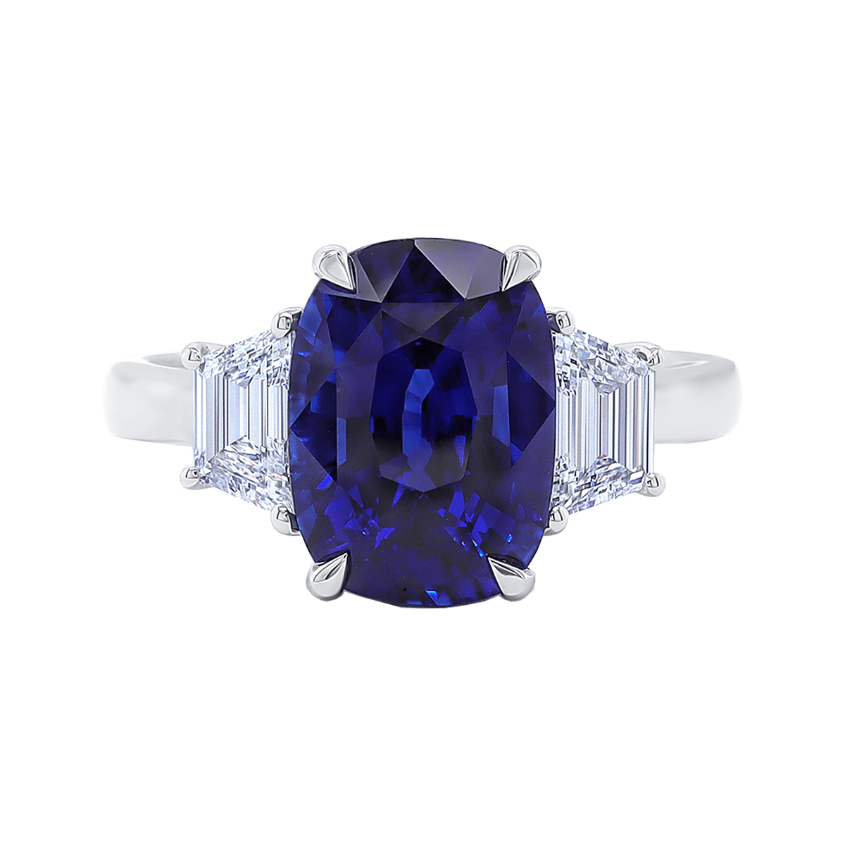 Madagascar Blue Sapphire & Diamond 3-Stone Ring