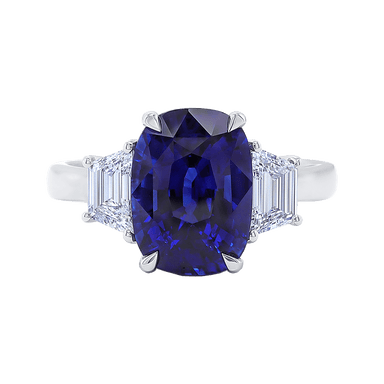 Madagascar Blue Sapphire & Diamond 3-Stone Ring