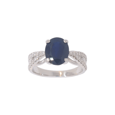 Blue Sapphire and Diamond Ring