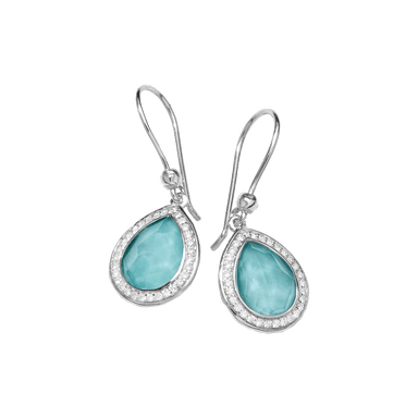 Lollipop Mini Teardrop Turquoise Doublet and Diamond Earrings