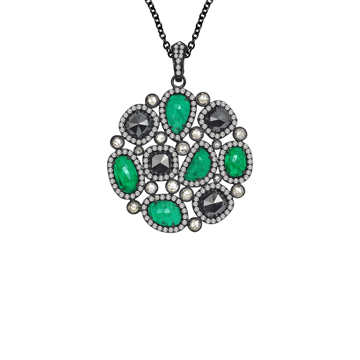 Emerald Diamond Nwl Pendant on Diamond Station Chain