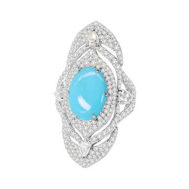 Jewels Turquoise and Diamond Feather Ring