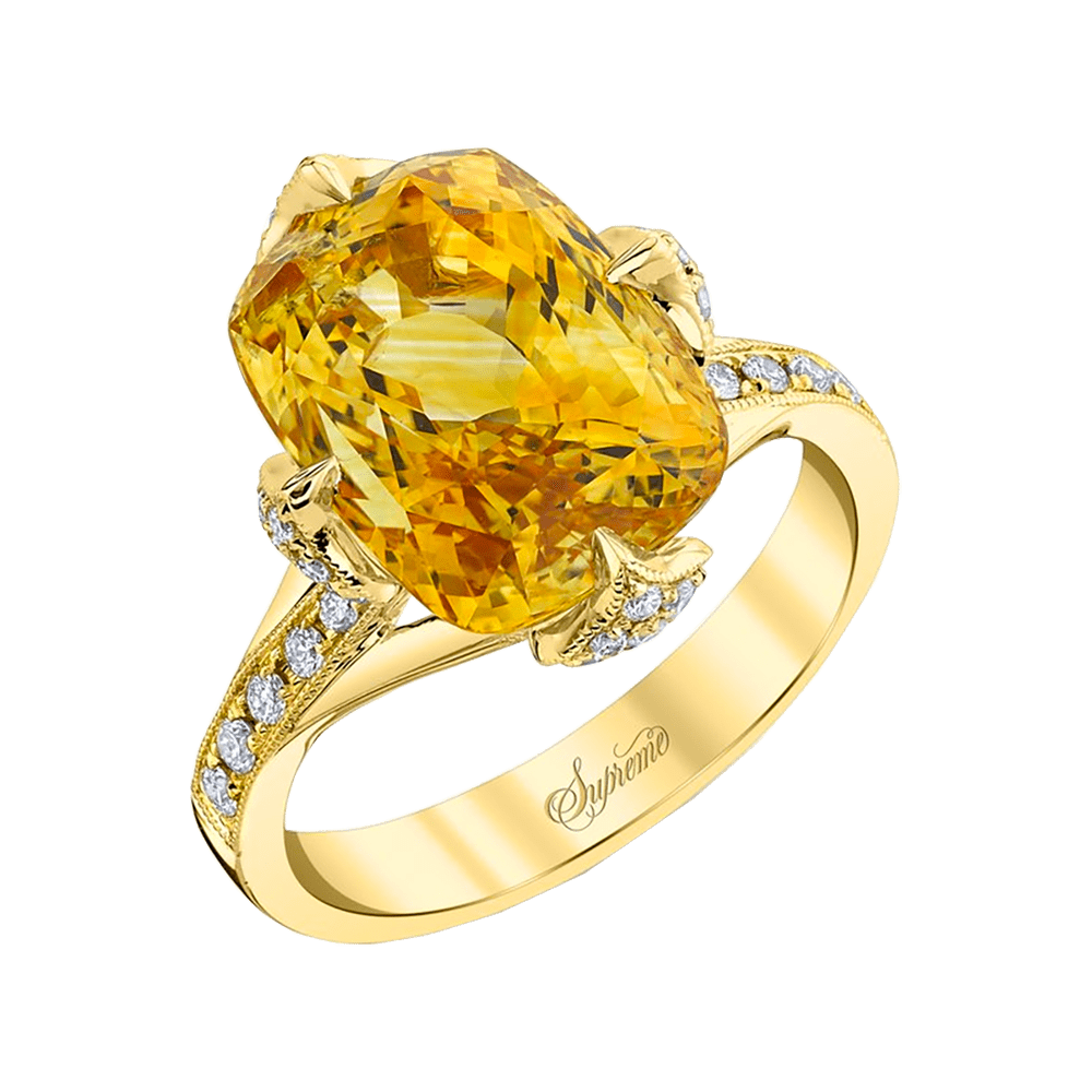 Yellow Sapphire and Diamond Cocktail Ring