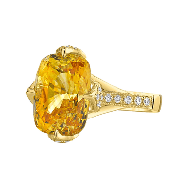 Yellow Sapphire and Diamond Cocktail Ring