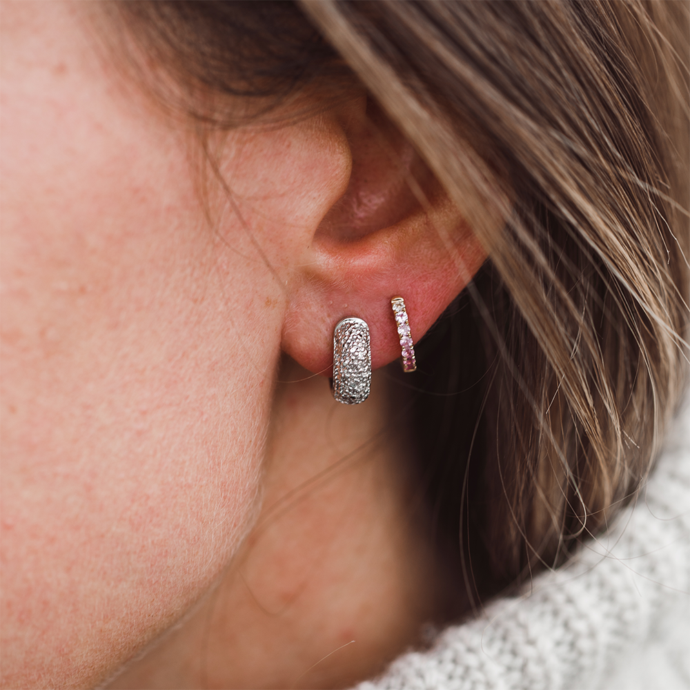 Small Huggie Diamond Hoop Earrings