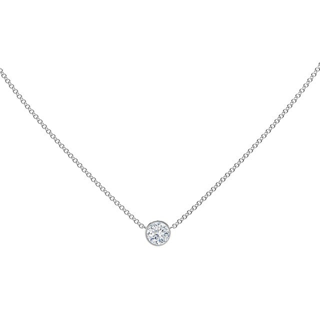 18K White Gold Round Diamond Necklace
