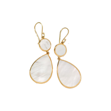 White Mother of Pearl Rock Candy Double Drop Earrings