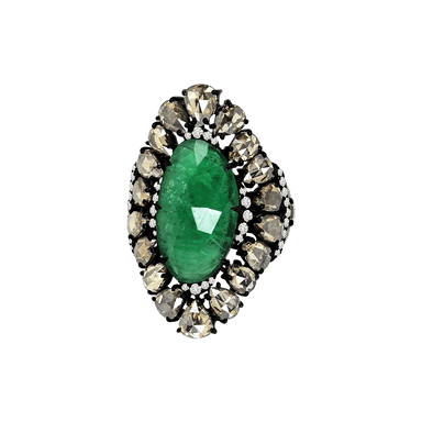 Emerald & Diamond New World Line Ring